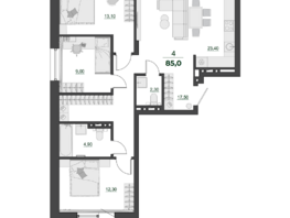 Продается 3-комнатная квартира ЖК Familia (Фамилия), дом 6, 85  м&sup2;, 11050000 рублей