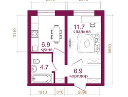 Продается 1-комнатная квартира ЖК Видный-3, блок-секция 3, 32.9  м², 5131500 рублей