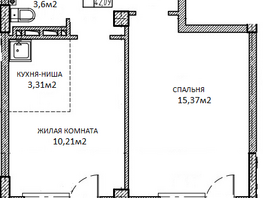 Продается 2-комнатная квартира ЖК Добродом, 42.09  м&sup2;, 5682150 рублей