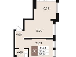 Продается 2-комнатная квартира ЖК Роза ветров, 51.77  м&sup2;, 7790500 рублей