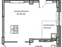Продается 1-комнатная квартира ЖК Добродом, 37.33  м&sup2;, 5039550 рублей