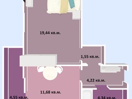 Продается 1-комнатная квартира ЖК Успех, дом 3, 45.78 м², 6409000 рублей