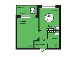 Продается 1-комнатная квартира ЖК Тихие зори, дом Гранит корпус 2, 37.3  м², 5557700 рублей