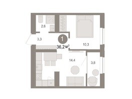 Продается 1-комнатная квартира ЖК Пшеница, дом 4, 36.61  м², 5700000 рублей