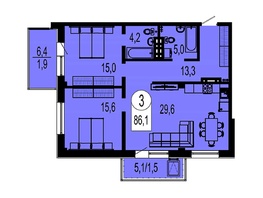 Продается 3-комнатная квартира ТИХИЕ ЗОРИ, дом 3 (Красстрой), 86.1 м², 7319000 рублей