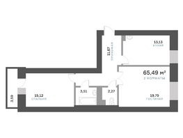 Продается 2-комнатная квартира ЖК Академгородок, дом 7, 65.62  м², 9900000 рублей