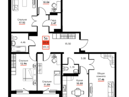 Продается 5-комнатная квартира ЖК Академик, 119.41  м&sup2;, 14329200 рублей