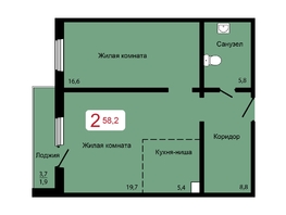 Продается 2-комнатная квартира ЖК Мичурино, дом 2 строение 6, 58.2 м², 6402000 рублей