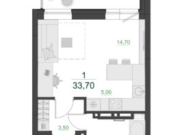 Продается 1-комнатная квартира ЖК Дивные Дали, 2 очередь, 33.7  м&sup2;, 4886500 рублей