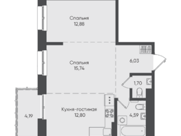 Продается 2-комнатная квартира ЖК Новые Горизонты на Пушкина, б/с 5, 57.93  м²