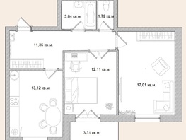 Продается 2-комнатная квартира ЖК Берёзка, дом 1, 62.53  м², 8316000 рублей