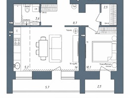 Продается 1-комнатная квартира ЖК Нижний, 51, 50.69  м&sup2;, 8820060 рублей