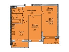 Продается 2-комнатная квартира ЖК Новые Матрешки, дом 2 б/с 5, 54.1  м², 5274750 рублей