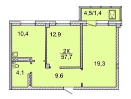 Продается 2-комнатная квартира ЖК Калинина, 175, 57.6 м², 7315200 рублей