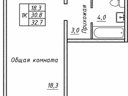 Продается 1-комнатная квартира ЖК Гренландия, Лес дом №5, 32.7  м², 6675000 рублей