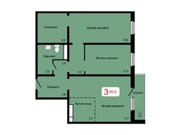 Продается 3-комнатная квартира ЖК Мичурино, дом 2 строение 7, 80.6  м², 7800000 рублей