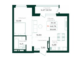 Продается 1-комнатная квартира ЛОКОМОТИВ, подъезд 1 и 2 , 46.56 м², 3748080 рублей