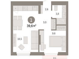 Продается 1-комнатная квартира ЖК Лебедевский квартал, д 1, 39.6  м&sup2;, 6750000 рублей