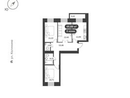 Продается 3-комнатная квартира ЖК Времена, 1 этап, 65.89  м&sup2;, 10400000 рублей