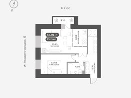 Продается 2-комнатная квартира ЖК Академгородок, дом 7, 56.91  м², 8800000 рублей