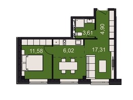 Продается 2-комнатная квартира АК Сады, 43.42  м², 3650000 рублей