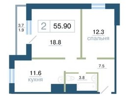 Продается 2-комнатная квартира ЖК Дубенский, дом 7.2, 55.9  м², 8170000 рублей