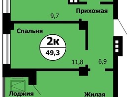Продается 2-комнатная квартира ЖК Серебряный, дом 1 корпус 1, 50.1  м², 6352680 рублей