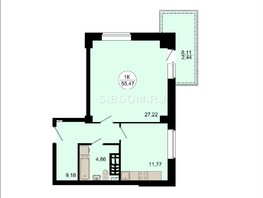 Продается 1-комнатная квартира ЖК Северная Вершина, 55.4  м², 7090000 рублей