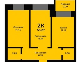 Продается 2-комнатная квартира ЖК Ривьера-Солонцы, дом 1, 55.27  м², 5941525 рублей