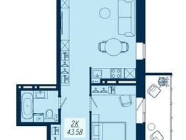 Продается 2-комнатная квартира ЖК АЭРОCITY (Аэросити), дом 3, 43.58  м², 6231900 рублей