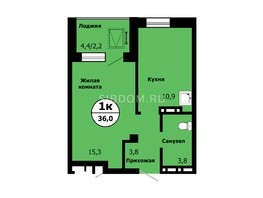 Продается 1-комнатная квартира ЖК Тихие зори, дом Стрелка, корпус 1, 36  м², 4900000 рублей