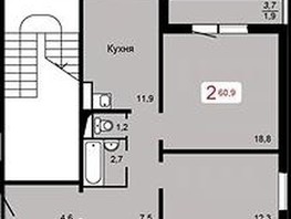 Продается 2-комнатная квартира ЖК Мичурино, дом 2 строение 1, 60.9  м², 6000000 рублей