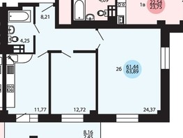 Продается 2-комнатная квартира ЖК Енисей, 1 очередь дом 3, 63.9  м², 6950000 рублей