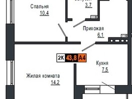 Продается 2-комнатная квартира ЖК Мичуринские аллеи, дом 2, 44.2  м², 5333350 рублей