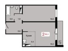 Продается 2-комнатная квартира ЖК Мичурино, дом 2 строение 1, 56.3  м², 5800000 рублей