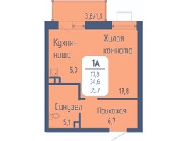 Продается 1-комнатная квартира ЖК Univers (Универс), 3 квартал, 35.7  м², 5176500 рублей