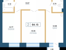 Продается 2-комнатная квартира ЖК Бизнес-квартал, 3 оч корп 1,2, 64.2  м², 11300000 рублей