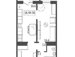 Продается 1-комнатная квартира ЖК Дубенский, дом 7.1, 49.3  м², 7427775 рублей