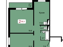 Продается 2-комнатная квартира ЖК Мичурино, дом 2 строение 4, 56.3  м², 5800000 рублей