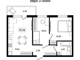 Продается 2-комнатная квартира ЖК Аринский, дом 1 корпус 1, 53.36  м², 6000000 рублей