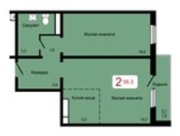 Продается 2-комнатная квартира ЖК Мичурино, дом 2 строение 6, 56.3  м², 5350000 рублей