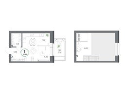 Продается 1-комнатная квартира ЖК Юдинский, дом 1.1, 34.96  м², 9131552 рублей