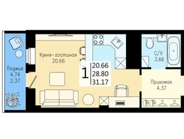 Продается Студия ЖК На Дудинской, дом 5, 31  м², 4960000 рублей