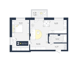 Продается 2-комнатная квартира ЖК Живём, Квартал 6.1, дом 1, 58.75  м², 6180500 рублей