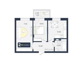 Продается 2-комнатная квартира ЖК Живём, Квартал 6.1, дом 1, 50.98  м², 5414076 рублей