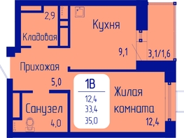 Продается 1-комнатная квартира ЖК Univers (Универс), 3 квартал, 35  м², 5300000 рублей