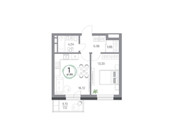 Продается 1-комнатная квартира ЖК Юдинский, дом 1.4, 41.99  м², 4891835 рублей