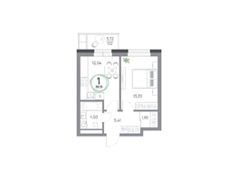 Продается 1-комнатная квартира ЖК Юдинский, дом 1.5, 38.15  м², 4917535 рублей