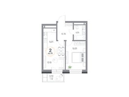 Продается 2-комнатная квартира ЖК Юдинский, дом 1.5, 42.73  м², 5025048 рублей