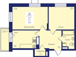 Продается 2-комнатная квартира ЖК Univers (Универс), 2 квартал, 56.8  м², 8350000 рублей